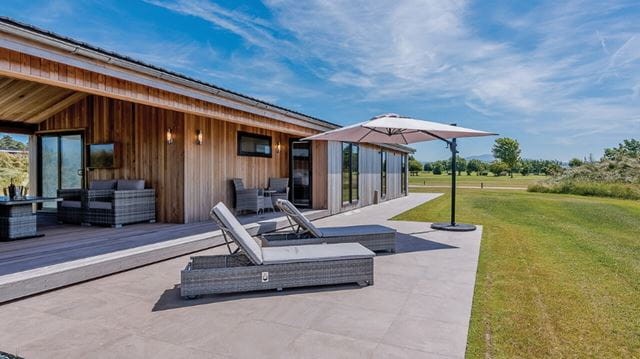 Loungers outside a holiday retreat